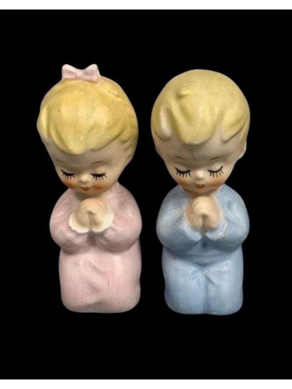 Praying Kids Boy & Girl Salt & Pepper Shakers Vintage Lego Japan Bedtime Prayers